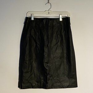 Wilsons Leather Vintage Black Leather Skirt Size 14